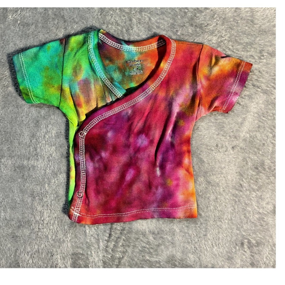 Gerber Organic Baby Side Snap Shirt‎ Tie Dye 0-3M